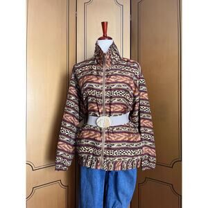 Vintage silk blouson, 90s style, with animal print, size M
